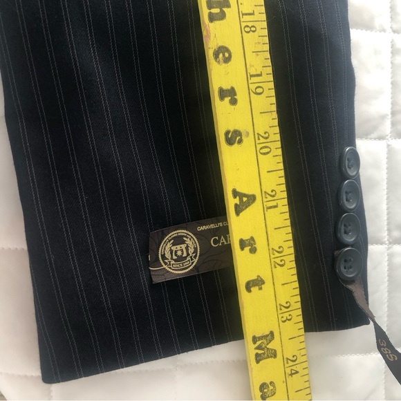 CARAVELLI YTALY Blazer Black Striped Blazer Sport Coat 3 Button men’s Sz 38S 32W - Picture 13 of 16